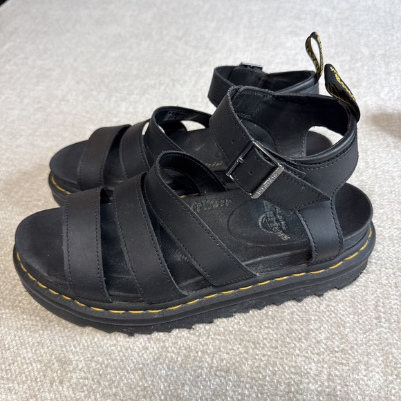 Dr. Martens Shoes - Dr Martens Blair Hydro Leather Strap Sandals Black Sz 9